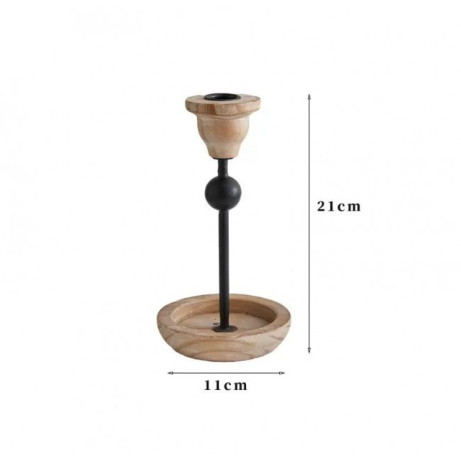 تحفه شمعدان من الخشب ومعدن بتصميم مودرن متوفر 3 احجام 8892