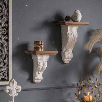 رف جداري بسطح خشب بستايل شابي شيك متوفر الحجمين 8867