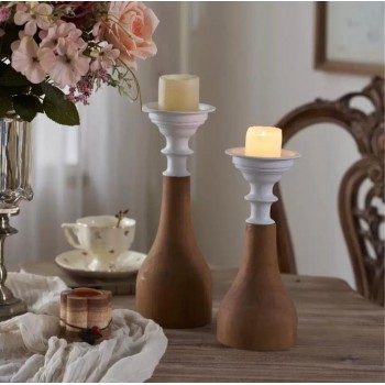 شمعدان مصنوعه من الخشب والمعدن بلمسات ريفيه متوفر الحجمين 8863 شمعدان مصنوعه من الخشب والمعدن بلمسات ريفيه متوفر الحجمين 8863