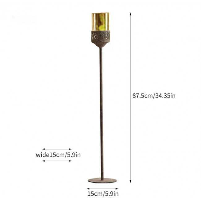 طقم شمعدان معدن حامل شموع زجاج على الطراز الاوربي العدد3 قطع 8776