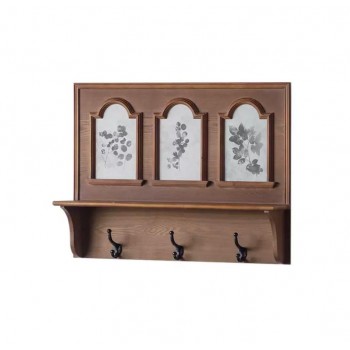 رف جداري بني من خشب الطبيعي على الطراز الاروبي مع خطافات8839 رف جداري بني من خشب الطبيعي على الطراز الاروبي مع خطافات8839