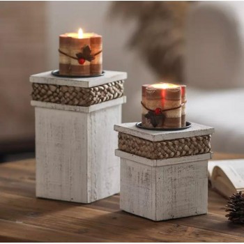 شمعدان ابيض خشبي بلمسات اوربي ريفي متوفر الحجمين 8784 شمعدان ابيض خشبي بلمسات اوربي ريفي متوفر الحجمين 8784