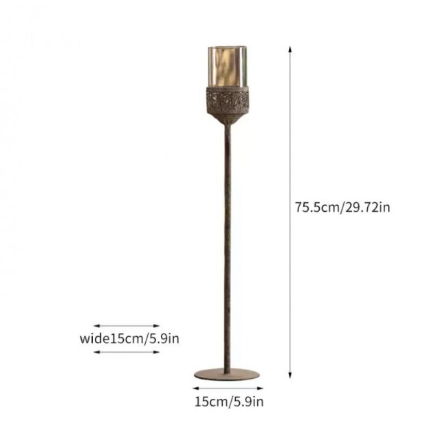 طقم شمعدان معدن حامل شموع زجاج على الطراز الاوربي العدد3 قطع 8776