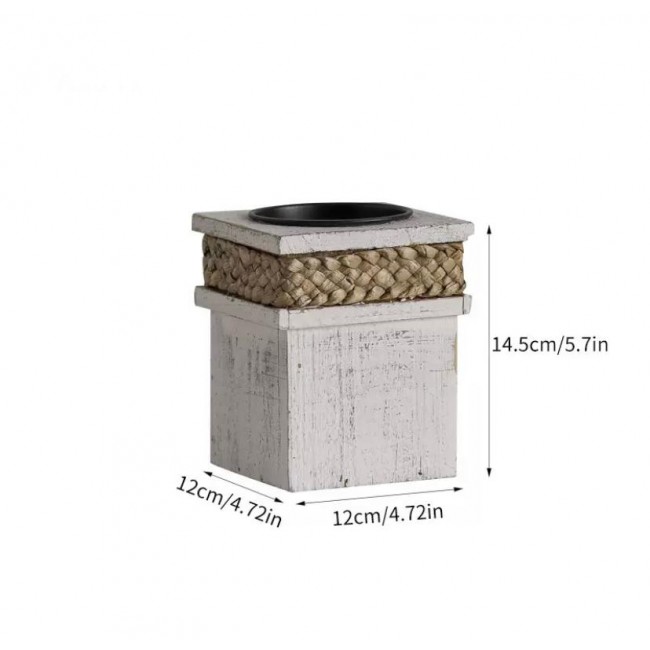 شمعدان ابيض خشبي بلمسات اوربي ريفي متوفر الحجمين 8784