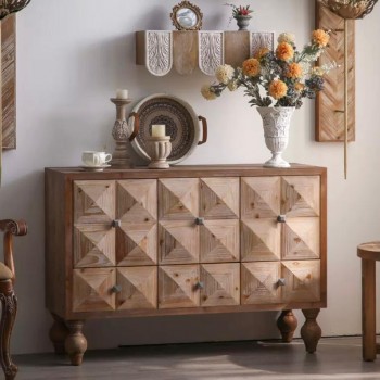 كونسول مصنوع من الخشب الطبيعي بتصميم هندسي عصري 8767