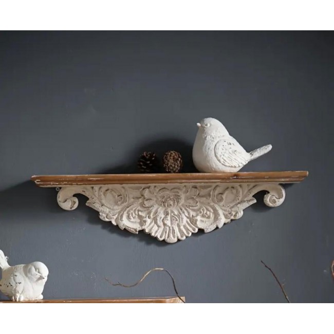 رف جداري بسطح خشبي بستايل شابي شيك 8703