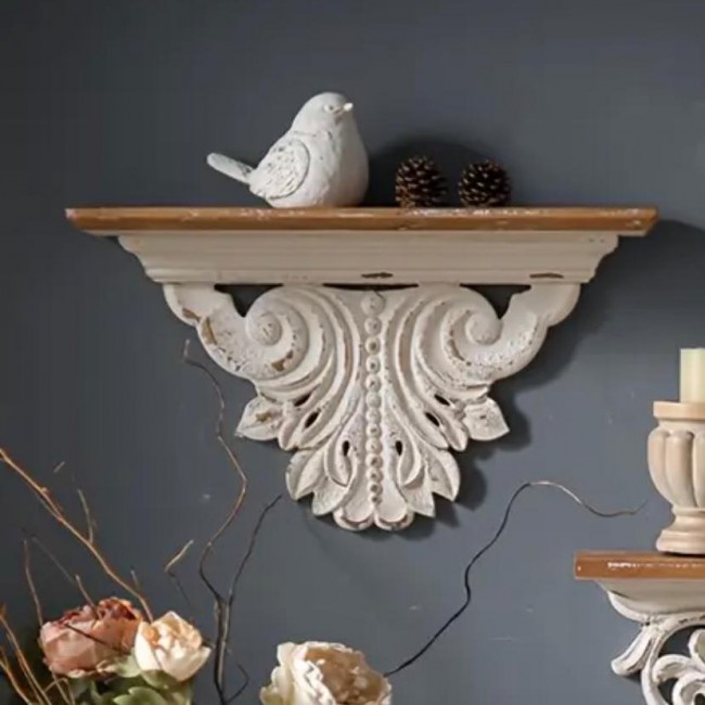 رف جداري بسطح خشب بتصميم فنتج شابي شيك 8705