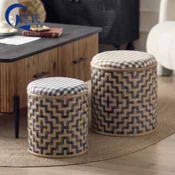 مقعد ريفي وتخزين من القش الطبيعي بتفاصيل اوربي متوفر الحجمين 8862