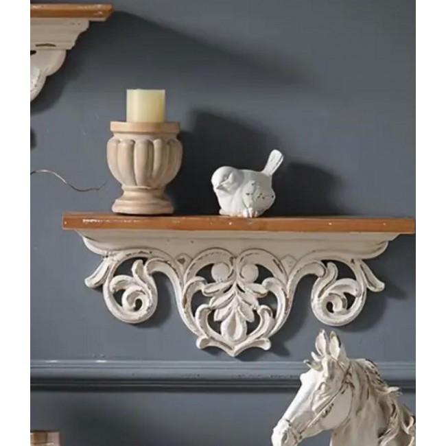 رف جداري بسطح خشب بستايل شابي شيك 8706