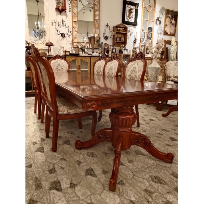 طاوله طعام مصنوعه من خشب الزان الطبيعي كلاسيك ستايل بحجم 200cm قابله لتمدد الي -250cm-8624