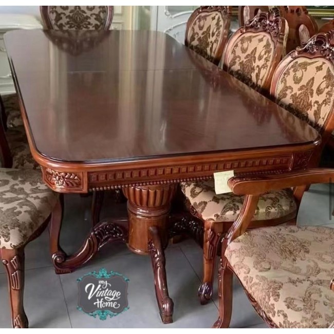 طاوله طعام مصنوعه من خشب الزان الطبيعي كلاسيك ستايل بحجم 200cm قابله لتمدد الي -250cm-8624