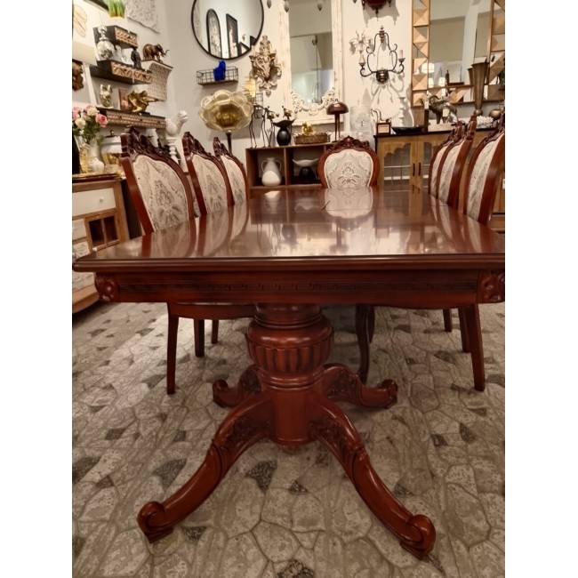 طاوله طعام مصنوعه من خشب الزان الطبيعي كلاسيك ستايل بحجم 200cm قابله لتمدد الي -250cm-8624