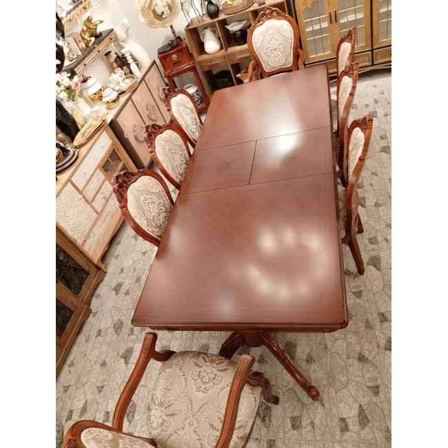 طاوله طعام مصنوعه من خشب الزان الطبيعي كلاسيك ستايل بحجم 200cm قابله لتمدد الي -250cm-8624