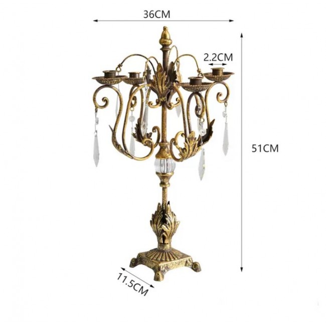 شمعدان ذهبي معدن كلاسيكي مزين بالكريستال9172