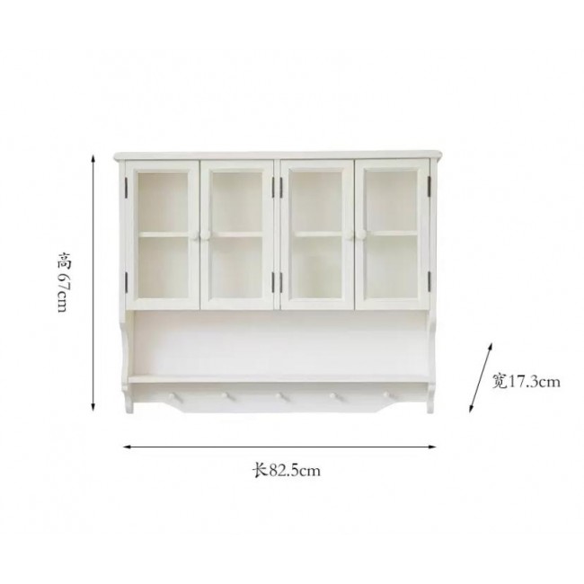 رف جداري مصنوع من الخشب الطبيعي مطعم بالزجاج 9127