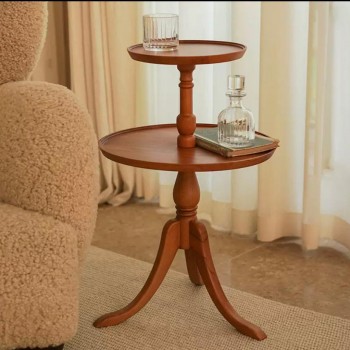 طاوله جانبيه بطراز خشبي كلاسيكي مزدوجه الارفف9177