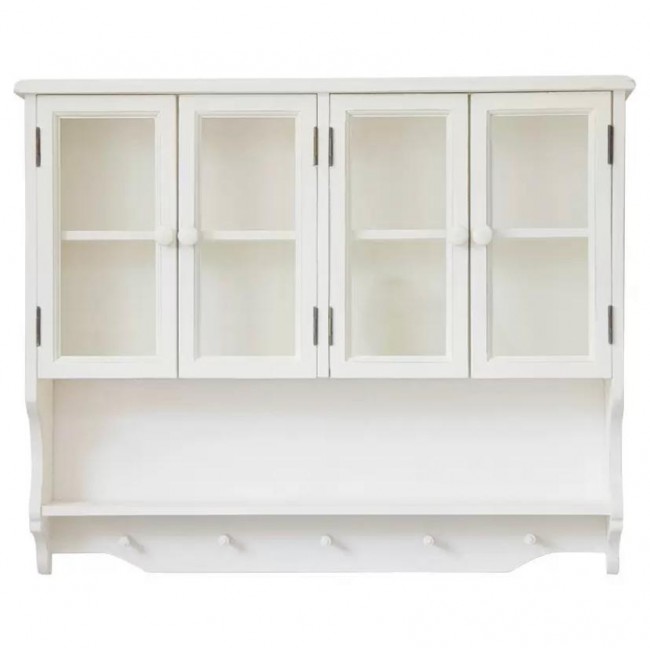 رف جداري مصنوع من الخشب الطبيعي مطعم بالزجاج 9127