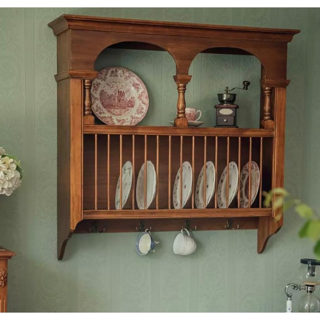 رف جداري مصنوع من الخشب الطبيعي بتصميم الريف الفرنسي 9142