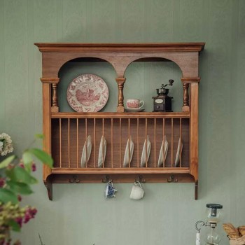 رف جداري مصنوع من الخشب الطبيعي بتصميم الريف الفرنسي 9142