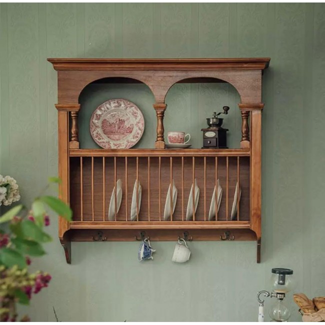 رف جداري مصنوع من الخشب الطبيعي بتصميم الريف الفرنسي 9142