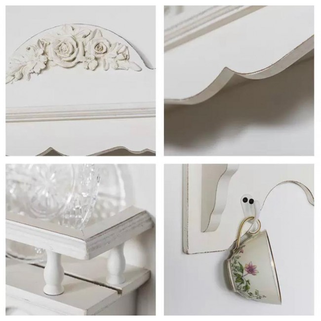 رف جداري من الخشب الطبيعي بطراز فرنسي 9098