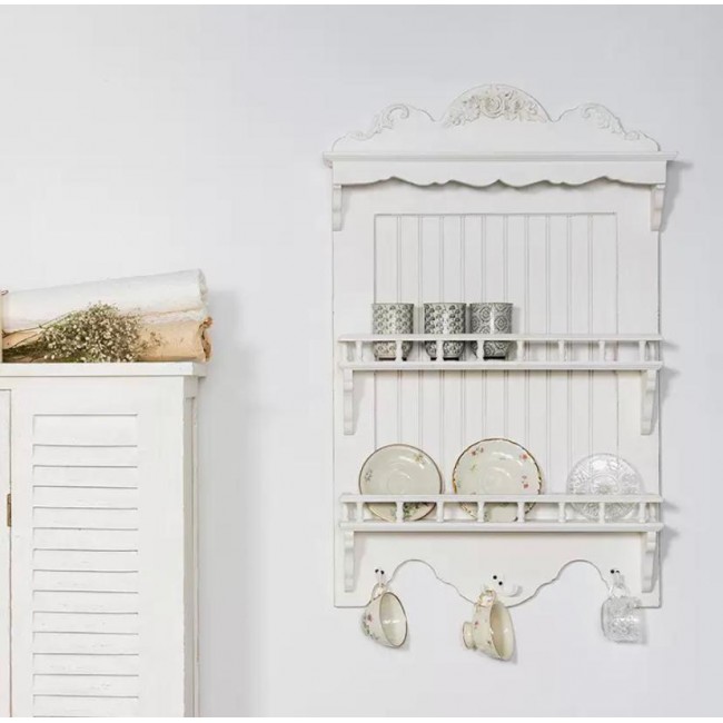 رف جداري من الخشب الطبيعي بطراز فرنسي 9098