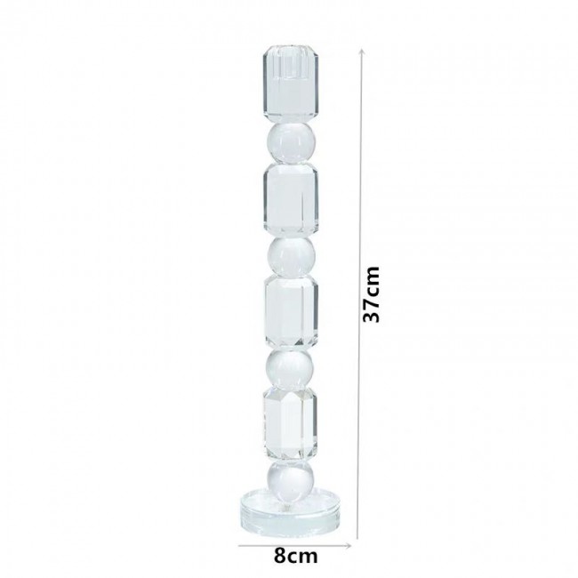 شمعدان زجاجي شفاف بتصميم حديث متوفرالحجمين 7934