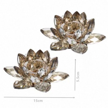 طقم شمعدان كريستال بتصميم بتلات الورد اللعدد 2 7847