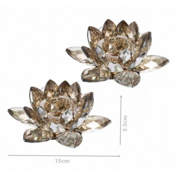 طقم شمعدان كريستال بتصميم بتلات الورد اللعدد 2 7847 طقم شمعدان كريستال بتصميم بتلات الورد اللعدد 2 7847