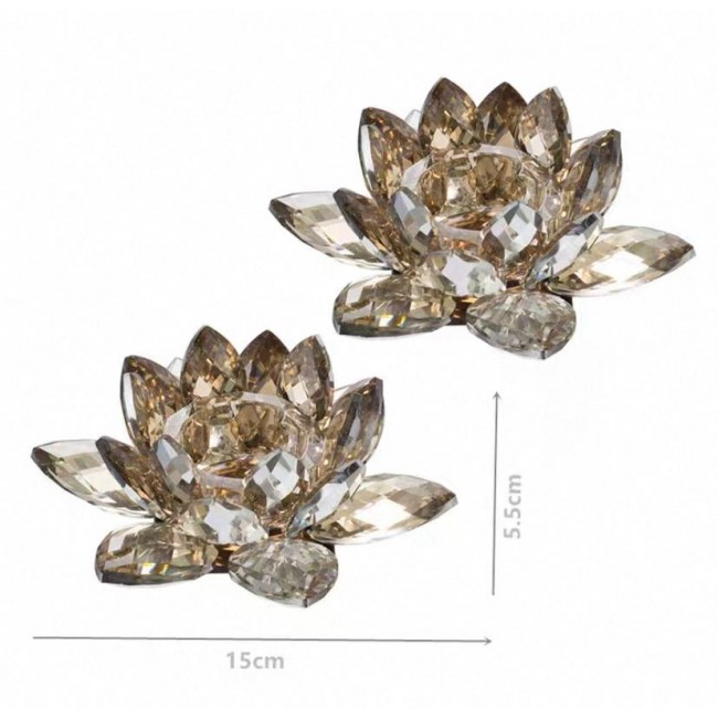 طقم شمعدان كريستال بتصميم بتلات الورد اللعدد 2 7847