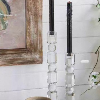 شمعدان زجاجي شفاف بتصميم حديث متوفرالحجمين 7934