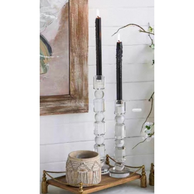 شمعدان زجاجي شفاف بتصميم حديث متوفرالحجمين 7934