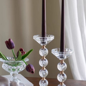 شمعدان زجاجي شفاف فاخر متوفر حجمين 7932