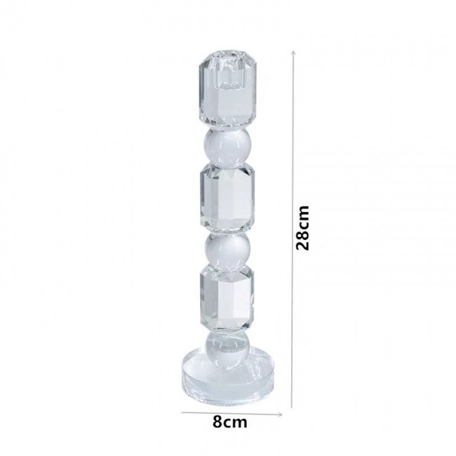 شمعدان زجاجي شفاف بتصميم حديث متوفرالحجمين 7934