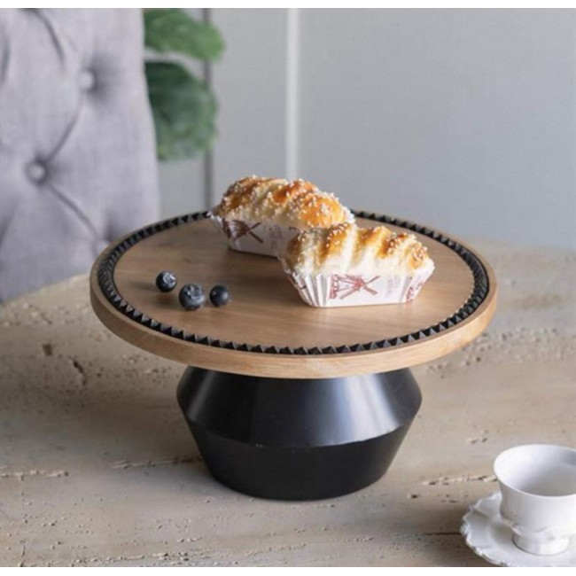 صينيه تقديم خشبيه بقاعده سوداء بتصميم اوربي 8027