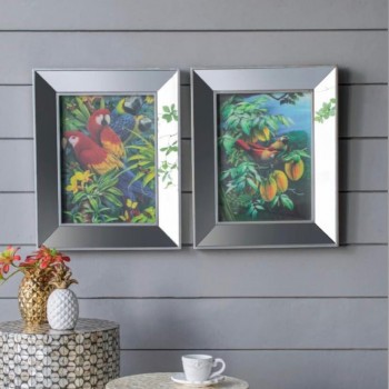 طقم لوحه مطبوع كانفس باطار فضي عريض بتصميم كلاسيك 7790