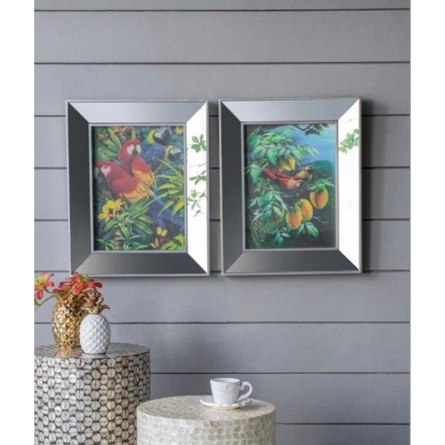 طقم لوحه مطبوع كانفس باطار فضي عريض بتصميم كلاسيك 7790