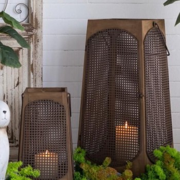 طقم شمعدان ارضيه مصنوعه من الخشب الطبيعي مشغول يدويا 8040