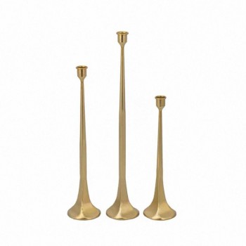 طقم شمعدان معدن ذهبي بتصميم كلاسيك 8021