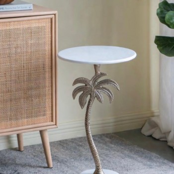 طاوله مستديره جانبيه بسطح رخام بتصميم نخله 8060