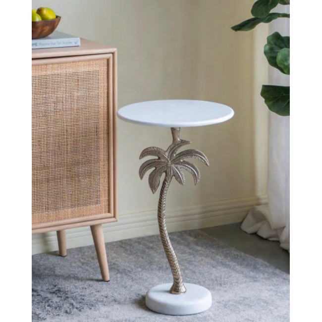 طاوله مستديره جانبيه بسطح رخام بتصميم نخله 8060