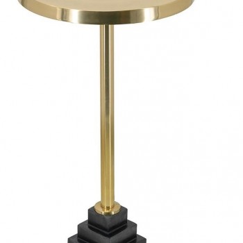 طاوله جانبيه مستديره بسطح معدن مذهب وقاعده خشبيه بتصميم عصري 7903