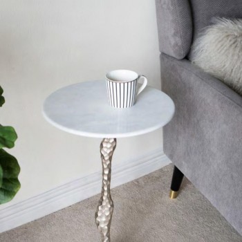 طاوله جانبيه مستديره بسطح رخام بتصميم عصري أنيق 7906