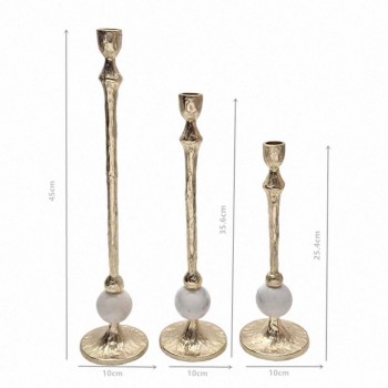 طقم شمعدان معدن ذهبي مطعم برخام 3 قطع 7992