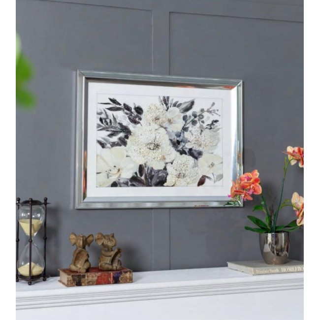 لوحه جداريه كانفس مطبوع باطار خشبي ابيض7878