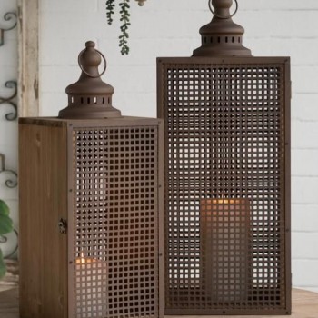 طقم شمعدان ارضيه مصنوعه من الخشب الطبيعي مشغول يدويا 8039