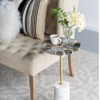 طاوله جانبيه مستديره من الرخام مثالي لغرفة المعيشه 7791