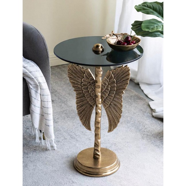 طاوله جانبيه مستديره زجاج بقاعده معدنيه بتصميم الاجنحه 7986 طاوله جانبيه مستديره زجاج بقاعده معدنيه بتصميم الاجنحه 7986