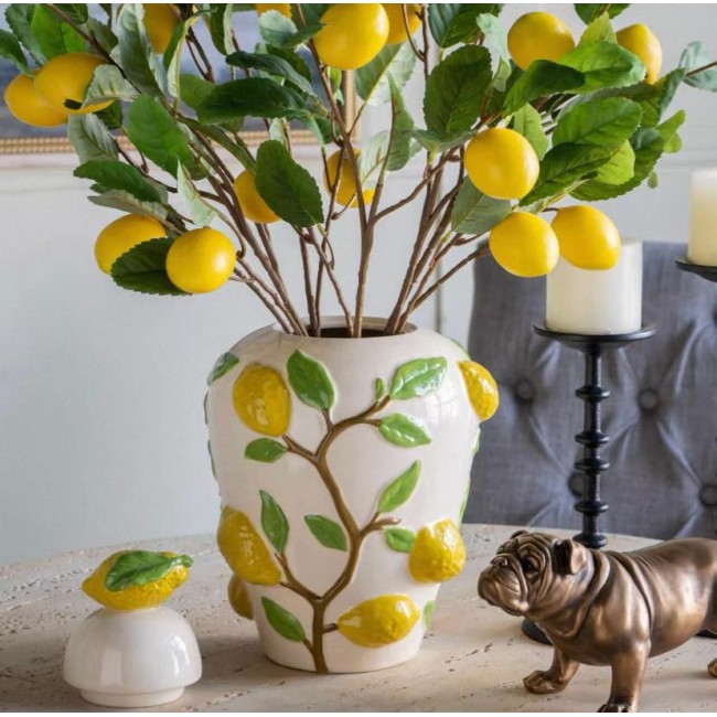 فازه سيراميك بتصميم غصن بالليمون 8142