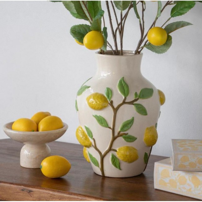 فازه سيراميك بتصميم غصن بالليمون 8142